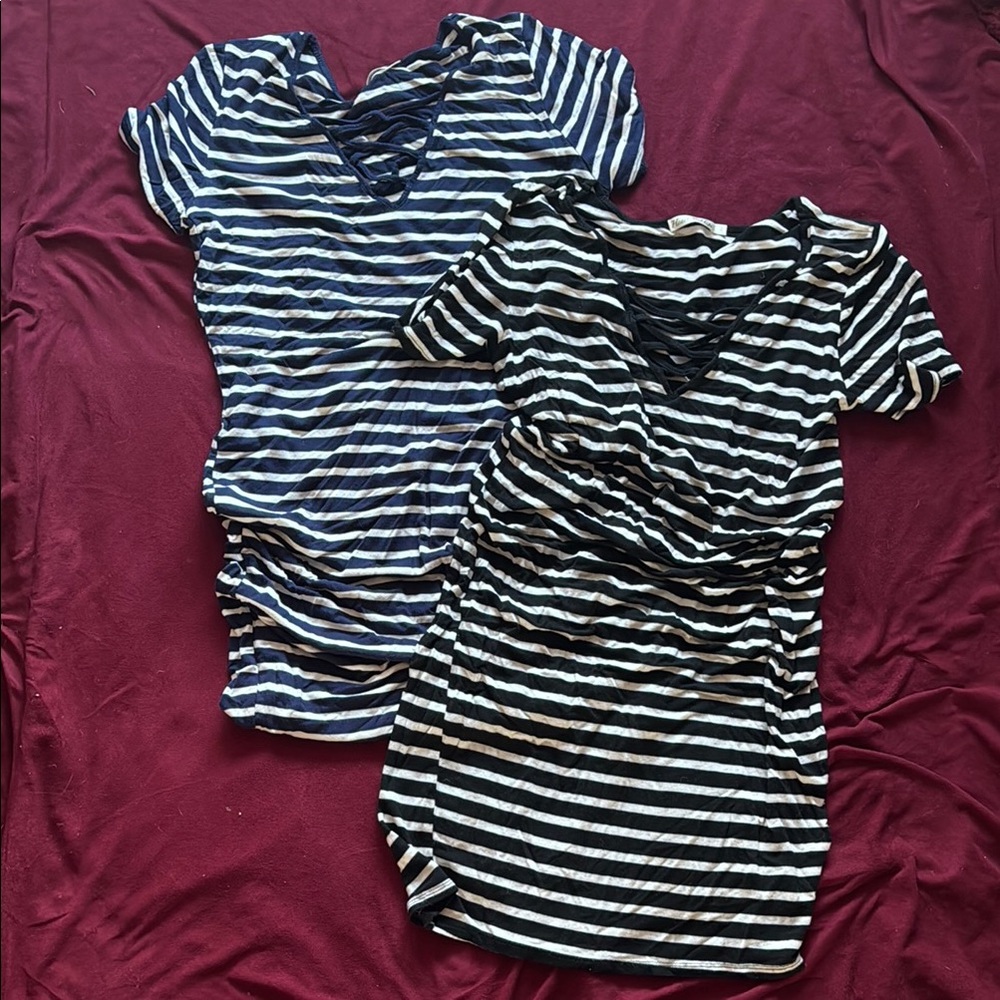 Striped Short Sleeve Maternity Tshirts